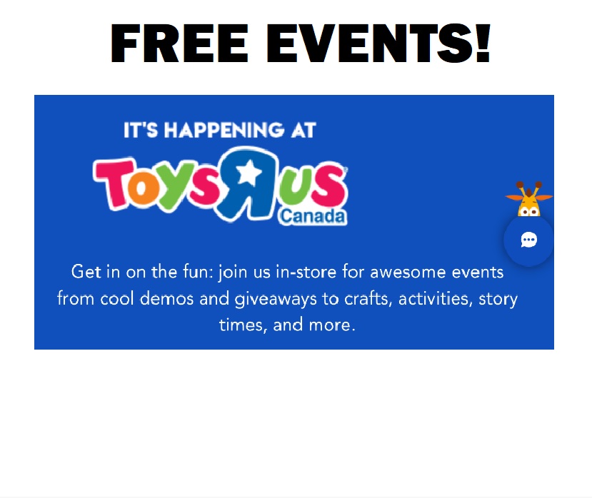 Image FREE November Events at Toys R Us!