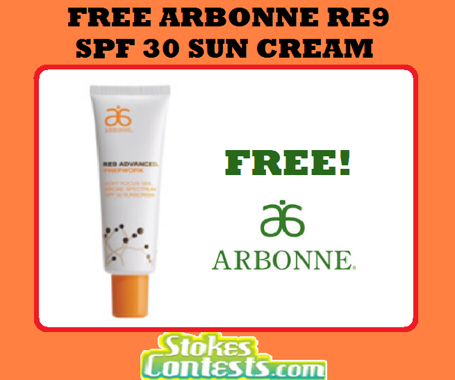 Image FREE Arbonne RE9 SPF 30 Sun Cream