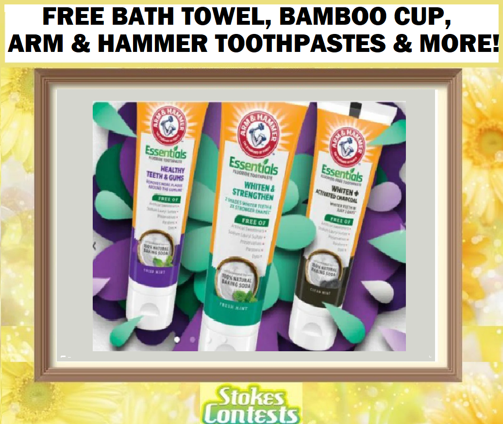 Image FREE Bath Towel, Bamboo Cup, 3 Trial Size Arm & Hammer Toothpastes & MORE! 