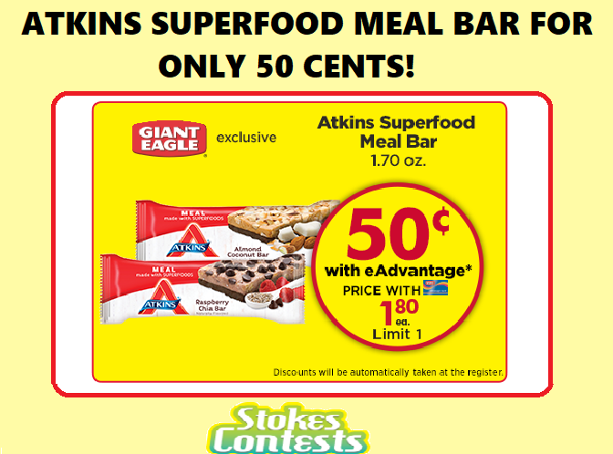 Image Atkins Superfood Meal Bar for ONLY 50 CENTS!