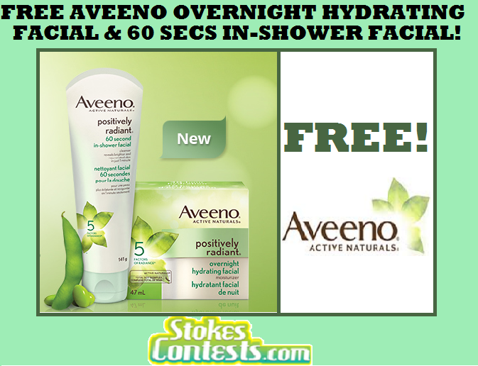 Image FREE Aveeno Positively Radiant Overnight Hydrating Facial & FREE 60 second In-Shower Facial!