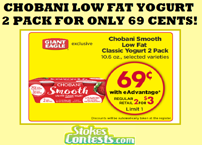 Image 2 Pack of Chobani Low Fat Yogurt for ONLY 69 CENTS!