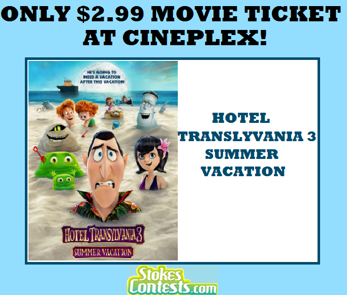 Image Hotel Transylvania 3: Summer Vacation Movie for ONLY $2.99 at Cineplex!!