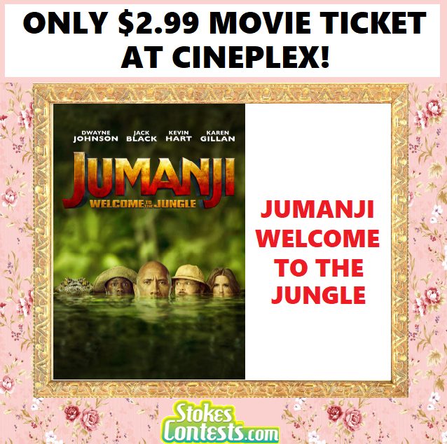 Image Jumanji: Welcome to the Jungle Movie for ONLY $2.99 at Cineplex!
