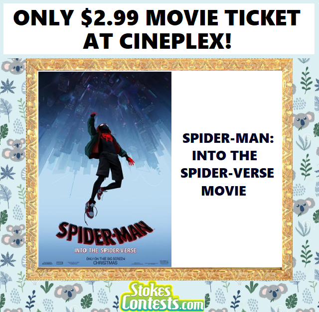 Image Spider-Man: Into The Spider-Verse Movie For ONLY $2.99 at Cineplex!