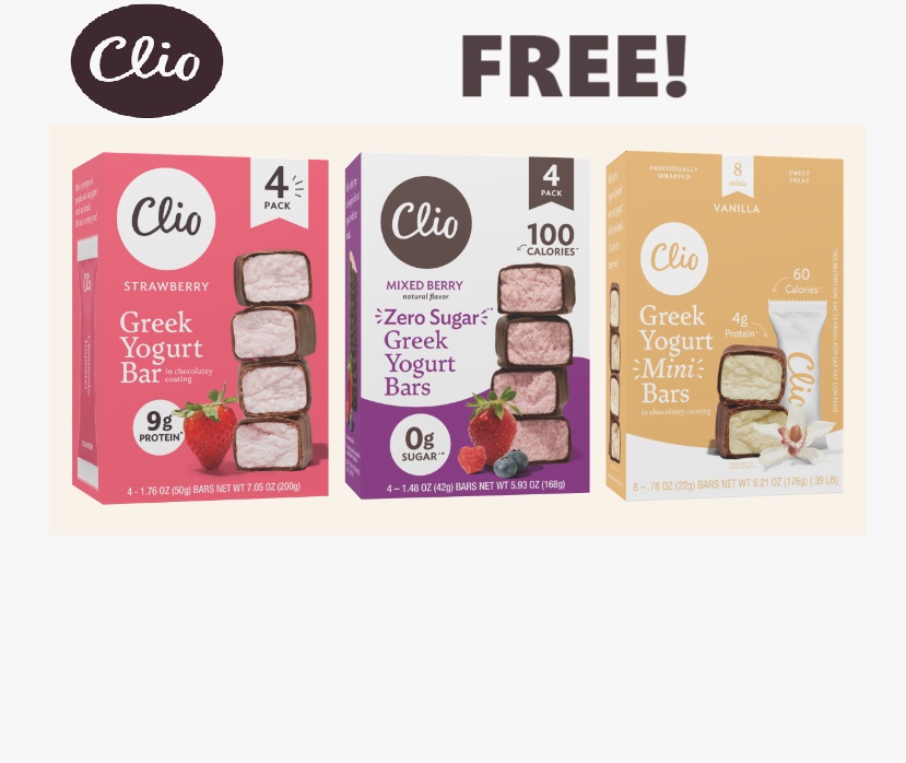 Image FREE 4 Pack of Clio Greek Yogurt Bars