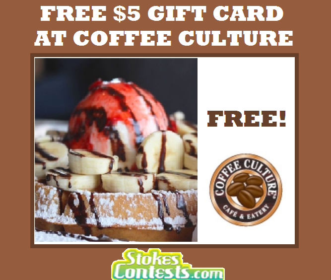Image FREE $5 Gift Card at Coffee Culture