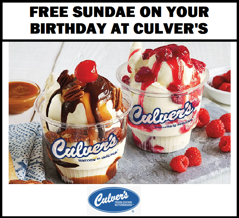 Image FREE Sundae on Your Birthday at Culver’s 