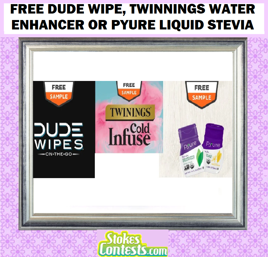 Image FREE Dude Wipe, Twinnings Cold Infused Water Enhancer Or Pyure Liquid Stevia 