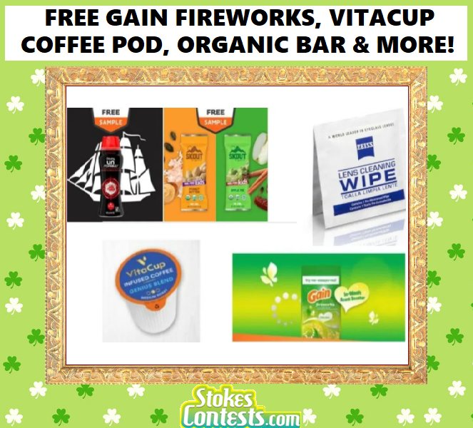 Image FREE Gain Fireworks, Vitacup Coffee Pod, Skout Organic Bar, Downy Unstopables Or Zeiss Wipes