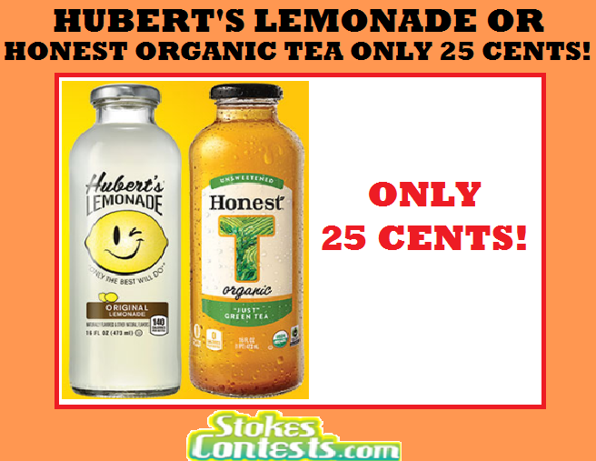Image Honest Organic Tea or Hubert's Lemonade for ONLY 25 CENTS!