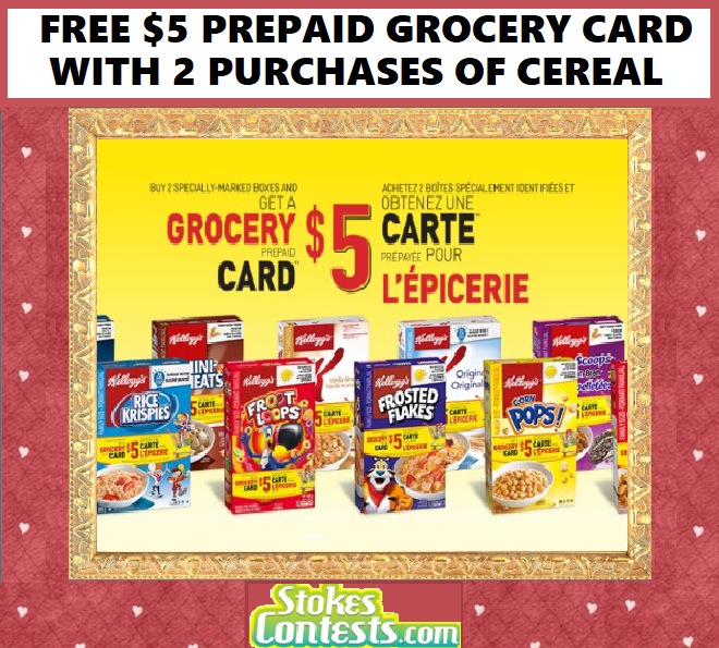 Image FREE $5 Prepaid Grocery Card with Purchase of 2 Kellogg's Cereal