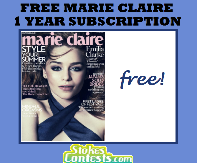 Image FREE Marie Claire Magazine 1 Year Subscription