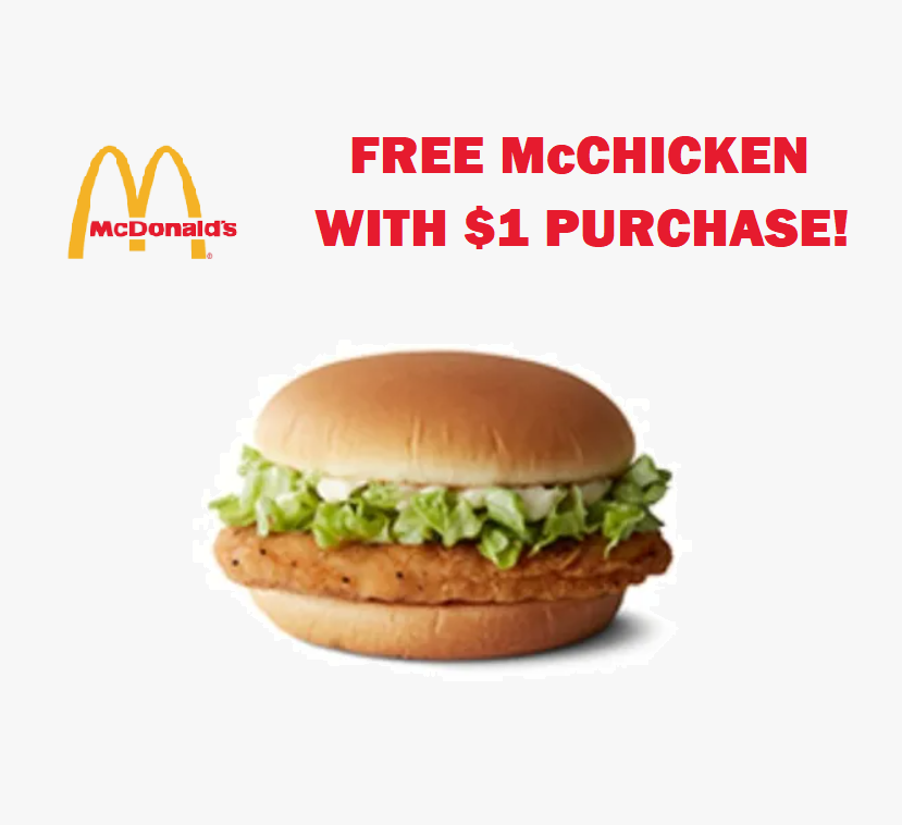 Image FREE McChicken With ANY Purchase at McDonald’s! TODAY ONLY!
