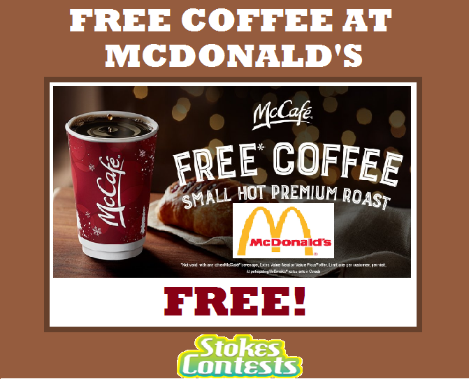 Image FREE Coffee at McDonald's! ANY Size!