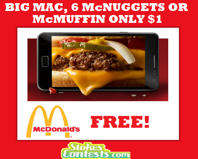 Image Big Mac, 6 McNuggets, McMuffin for ONLY $1