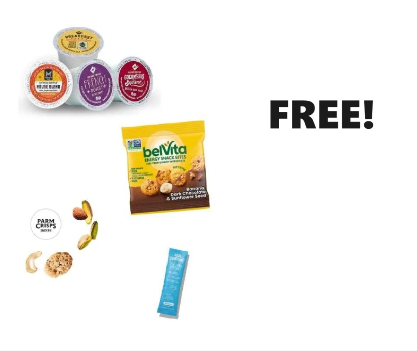 Image FREE belVita Energy Bites, Vital Protein Collagen Peptides, Member's Mark Coffee Pods & ParmCrisps Ranch Flavored Snack Mix