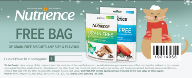 Image FREE Bag Of Grain Free Nutrience Biscuits For Dogs or Cats
