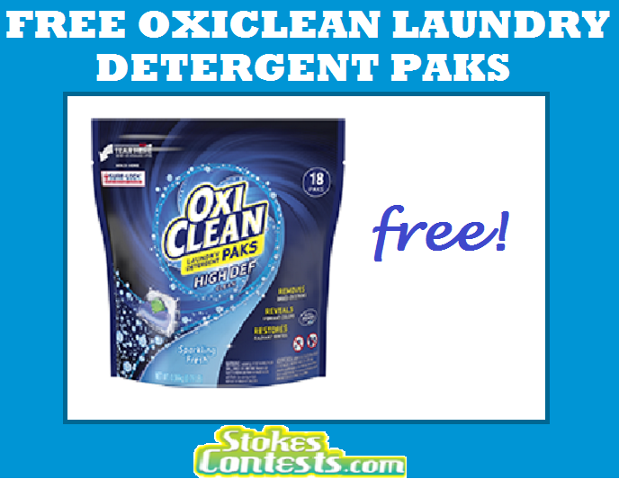 Image FREE OxiClean Laundry Detergent 18 Count Paks Opportunity