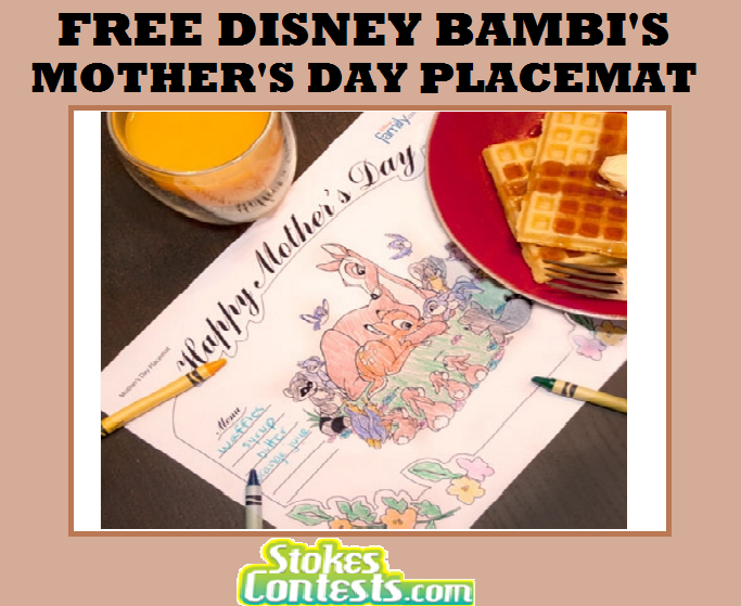 Image FREE Disney Bambi's Mother's Day Placemat Printable