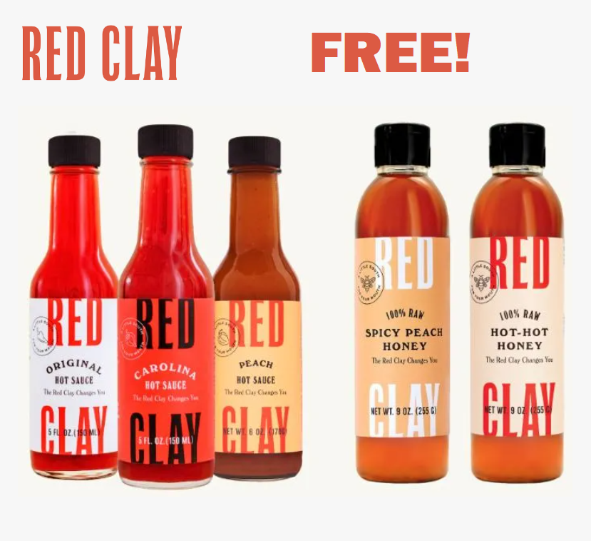 Image FREE Bottle of Red Clay Hot Sauce or Hot Honey