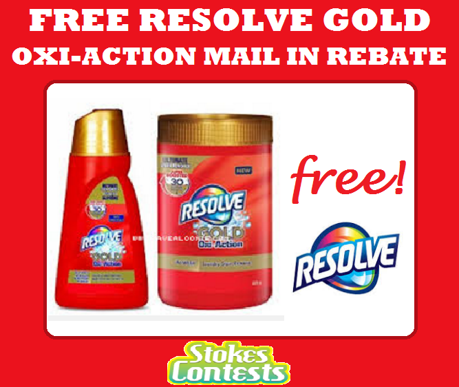 STOKES Contests Freebie FREE Resolve Gold Oxi Action Mail In Rebate