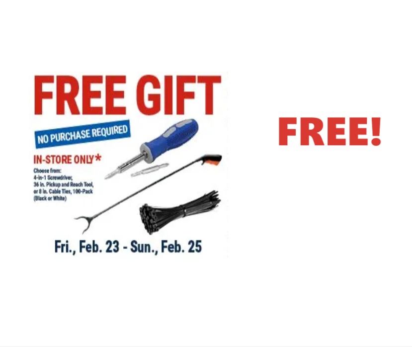 Image FREE Screwdriver, Cable Ties Or Pickup & Reach Tool at Harbor Freight