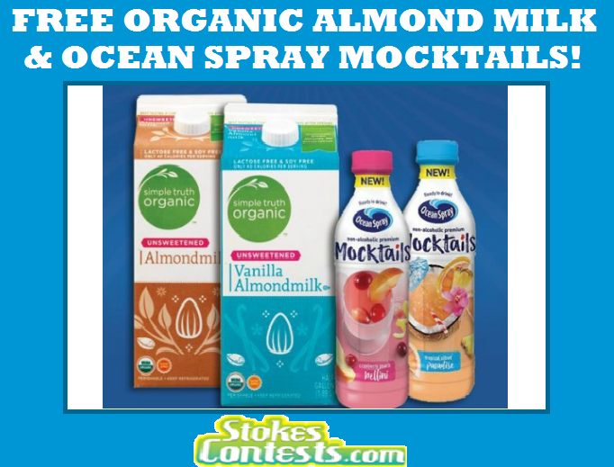 Image FREE Simple Truth Organic Almond Milk & FREE Ocean Spray Mocktails TODAY ONLY!