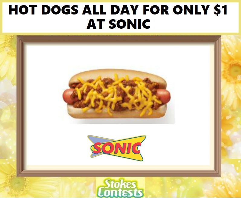 Image Hot Dogs ALL DAY for ONLY $1 at Sonic