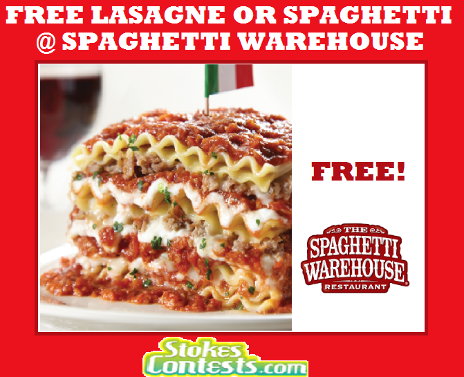 Image FREE Lasagne or Spaghetti at Spaghetti Warehouse for Dad! TODAY ONLY!