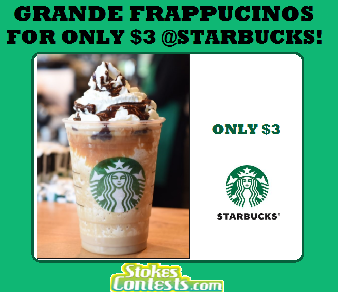 Image Grande Frappuccinos for ONLY $3 @Starbucks!
