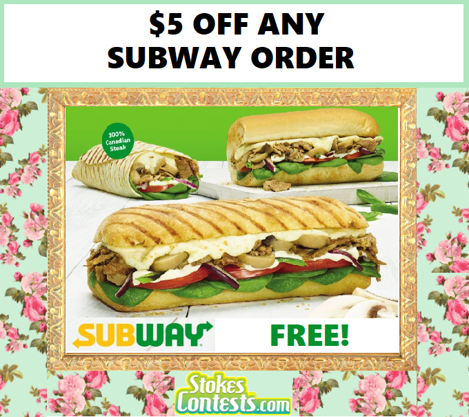 Image $5 OFF ANY Subway Order!