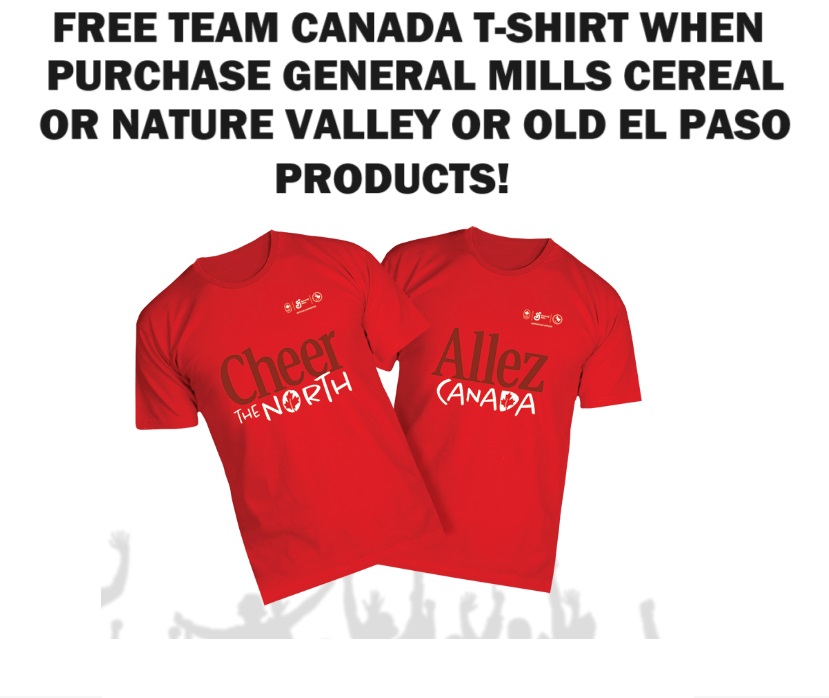 Image FREE Team Canada T-Shirt when purchase General Mills Cereal OR Nature Valley OR Old El Paso products!
