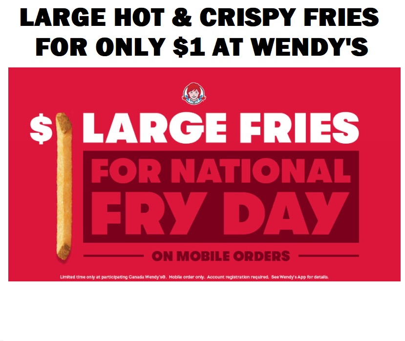 Image Large Hot & Crispy Fry for for ONLY $1 at Wendy's