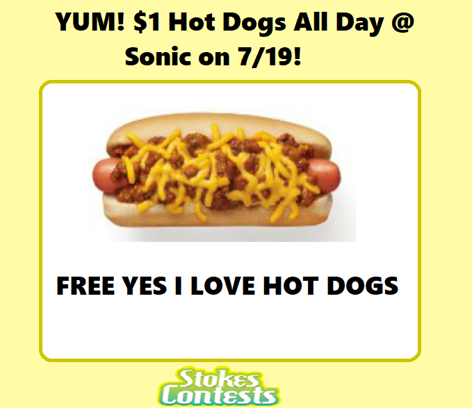 Image Hot Dogs for ONLY $1 @ Sonic TOMORROW ONLY!