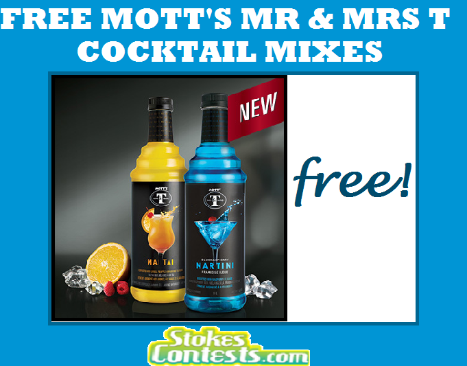 Image FREE Mott's Mr & Mrs T Cocktail Mixes!