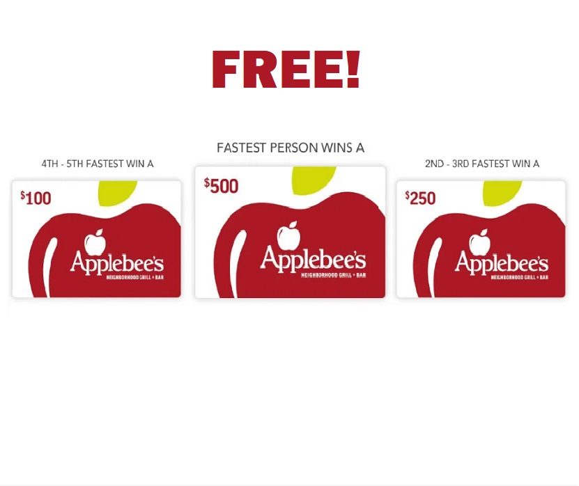 Image FREE $100-$500 Applebee's Gift Cards no.2