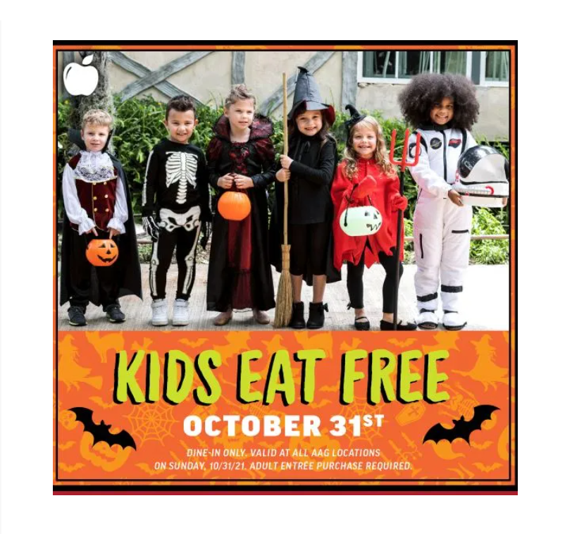 Image Kids Eat FREE at Applebee’s On Halloween