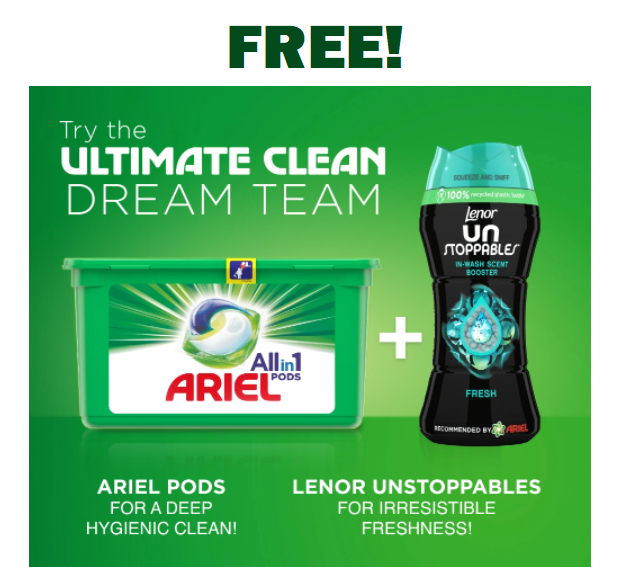 Image FREE Ariel Pods and FREE Lenor Unstoppables