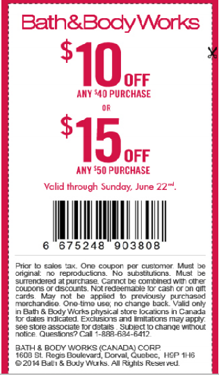 Image Bath and Body Works: Save $15 Off $50 or $10 Off $40 Printable Coupon