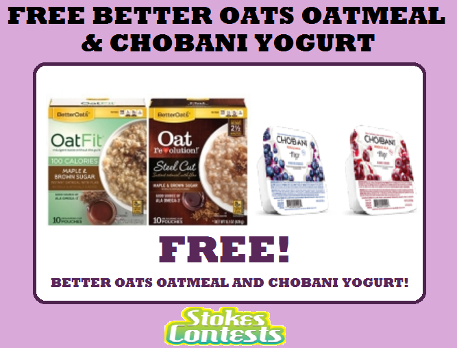 Image FREE Better Oats Oatmeal & FREE Chobani Yogurt TODAY ONLY!