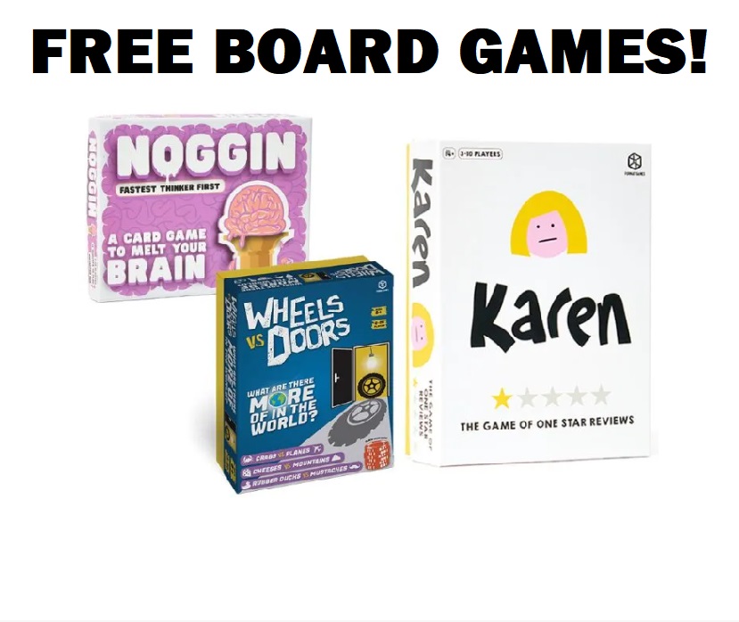 Image FREE Board Games Karen, Wheels Vs. Doors & Noggin! VALUED AT $75