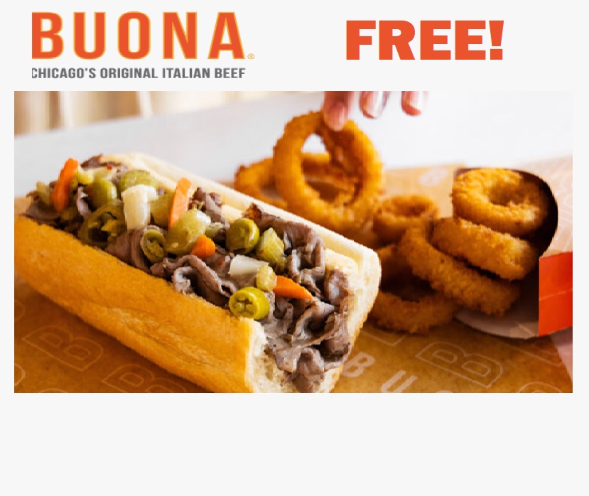 Image FREE Italian Beef or Beefless Sandwich at Buona Restaurant