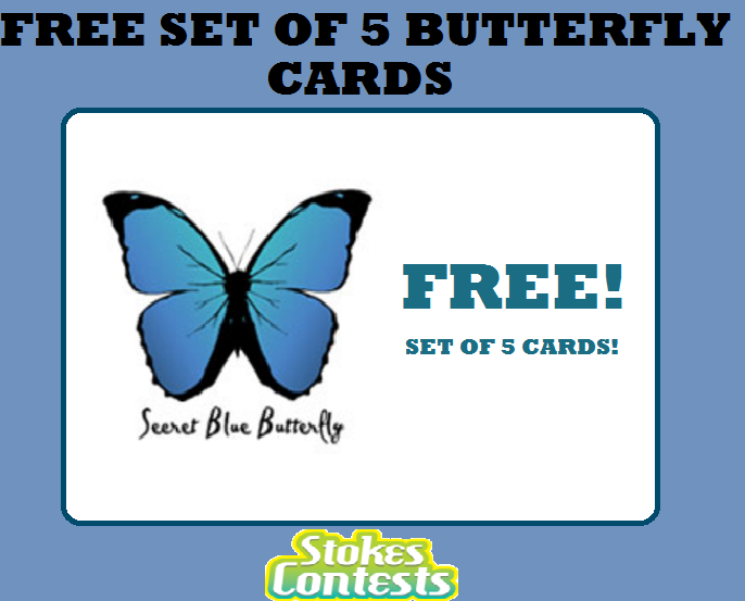 Image FREE Set of 5 Secret Blue Butterfly Cards