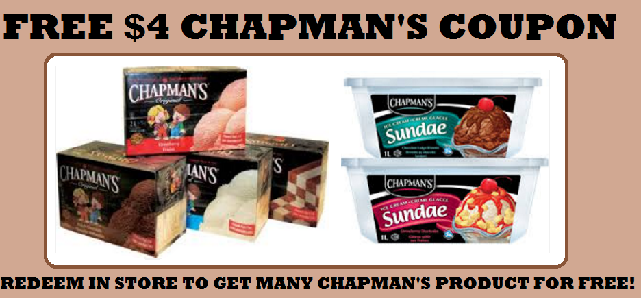 Image FREE $4 Chapman's Coupon, Get FREE Products with Coupon