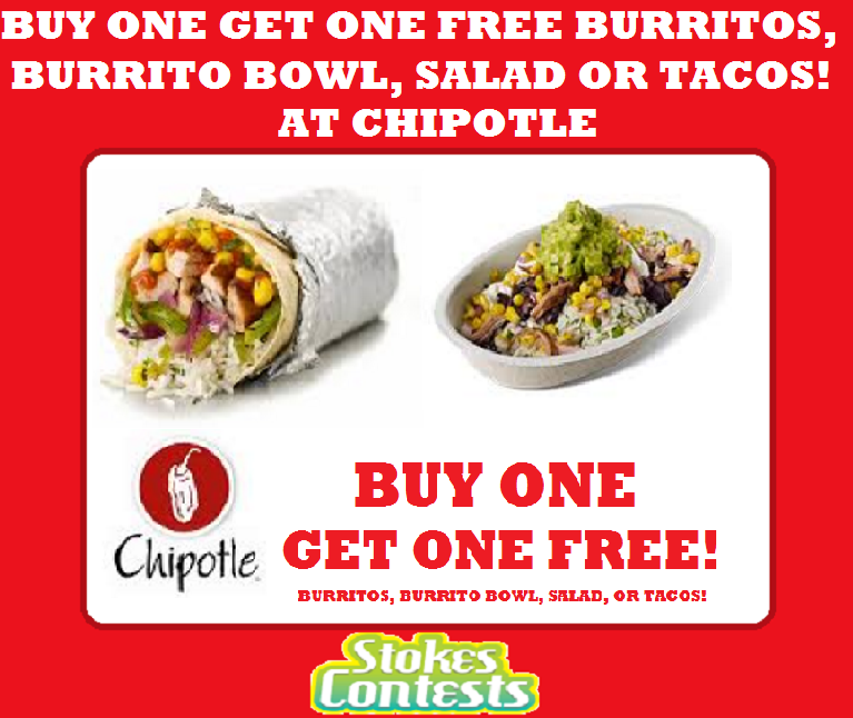 Image Buy One Get One Burritos, Burrito Bowls, Salad, or Tacos at Chipotle