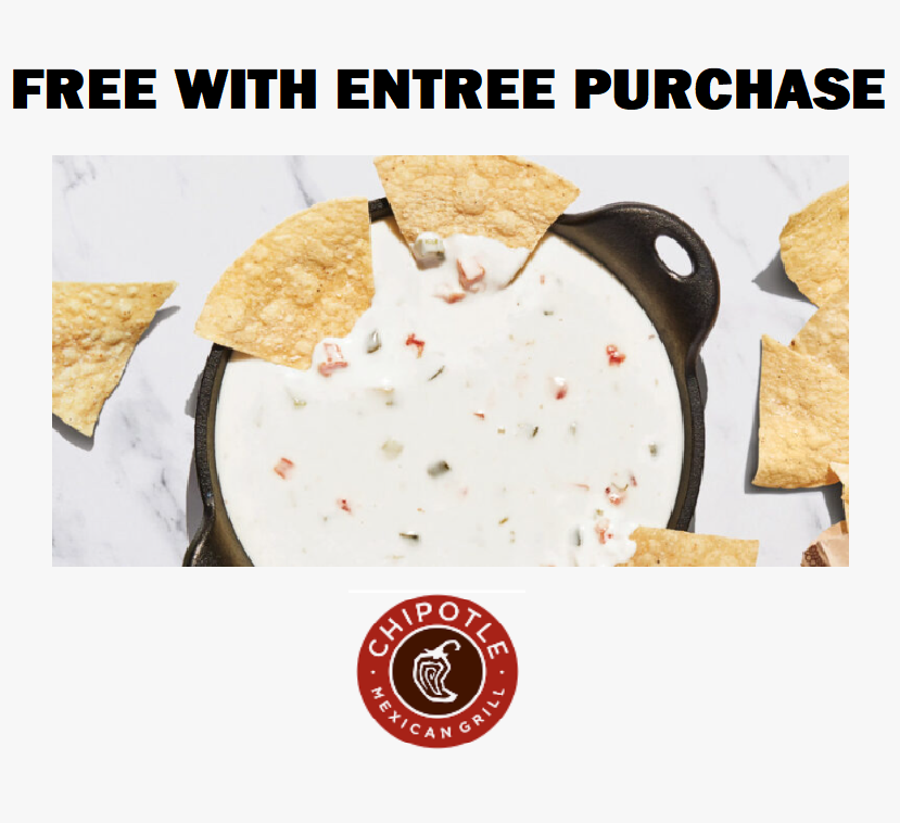 Image FREE Queso at Chipotle with Entrée Purchase EVERY Monday