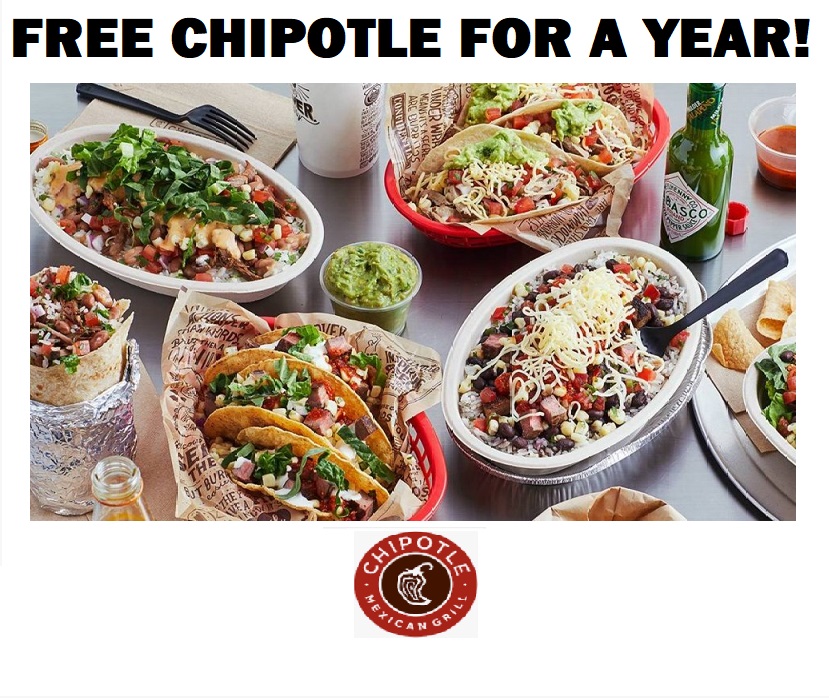 Image FREE Chipotle for a Year! 3,100 WINNERS!