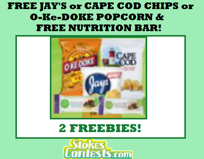 Image FREE Jay’s Or Cape Cod Chips Or O-Ke-Doke Popcorn & FREE Nutrition Bar! TODAY ONLY!