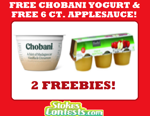 Image FREE Chobani Yogurt & 6 Ct. Applesauce! TODAY!